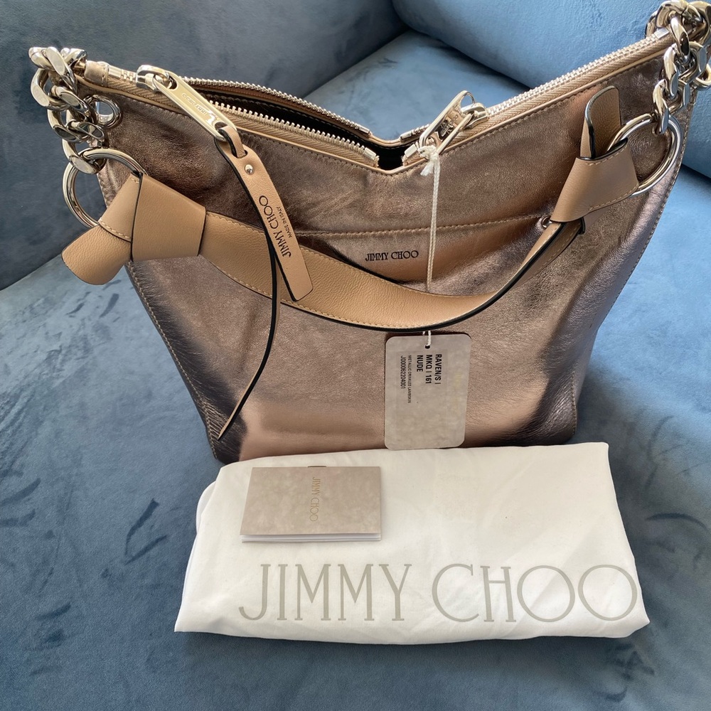 Jimmy Choo Raven Metallic Crinkled Lambskin Bag
